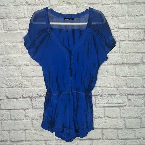 Gypsy 05 Blue Tie Dye Silk Romper - Picture 4 of 13